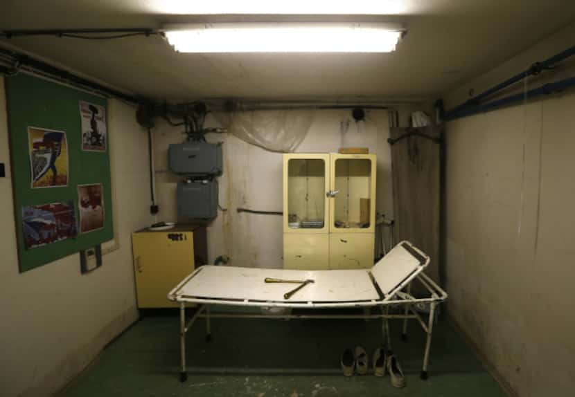 A provisional hospital is placed as part of an installation at the nuclear shelter from Cold...