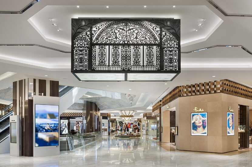 Wide aisles beckon visitors to El Palacio de Hierro in Polanco, where many of the stores...