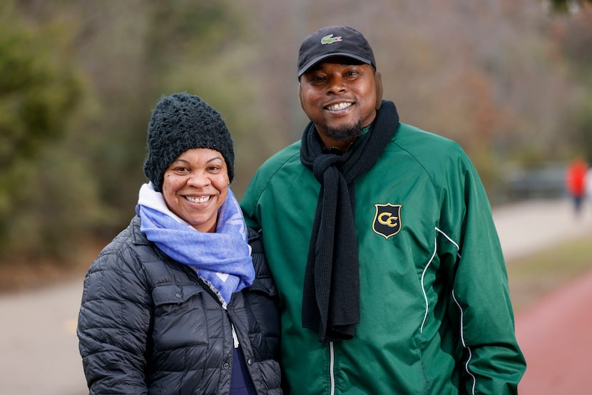 Gena Lamb and Rodney Lamb pictured along the Katy Trail in Dallas on Jan. 9, 2022.