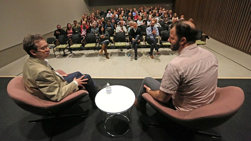 Dallas Morning News architecture critic Mark Lamster, left, and Dallas chef Chad Houser, who...