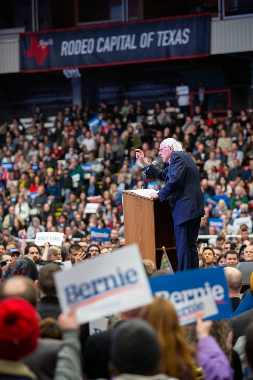 Democratic presidential candidate Bernie Sanders, I-Vt., holds a Valentine's Day rally at...