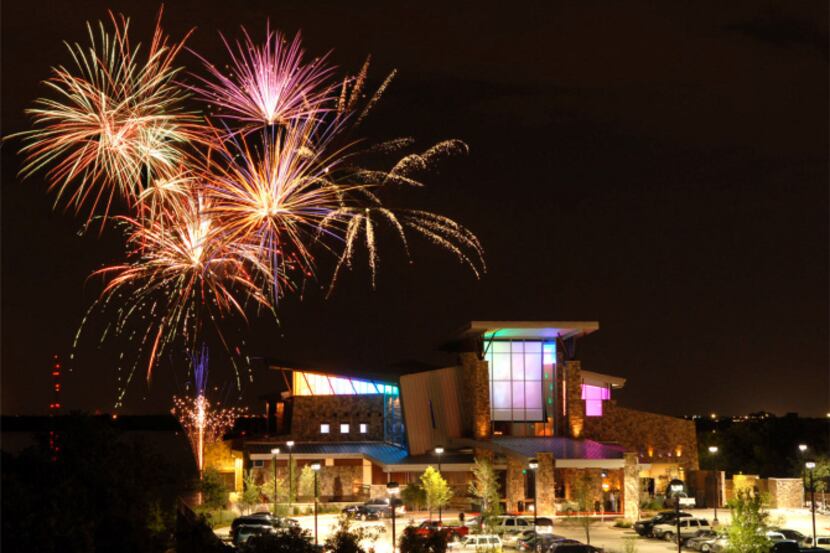File photo. Fireworks over Lake Grapevine near the Gaylord Texan.
