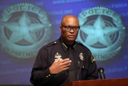  Dallas Police Chief David Brown speaks at a news conference after firing Cardan Spencer in...