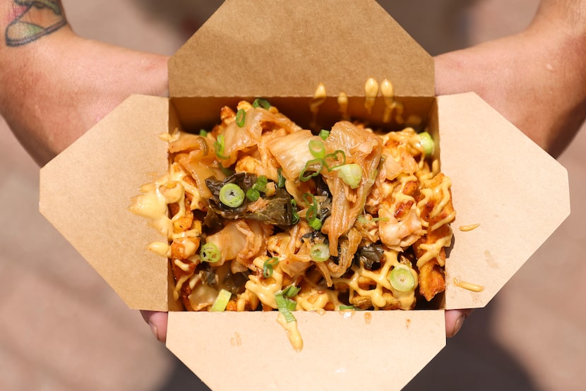 Kimchi waffle fries on Saturday, June 15, 2024 at Insurgent food truck in Denton. 