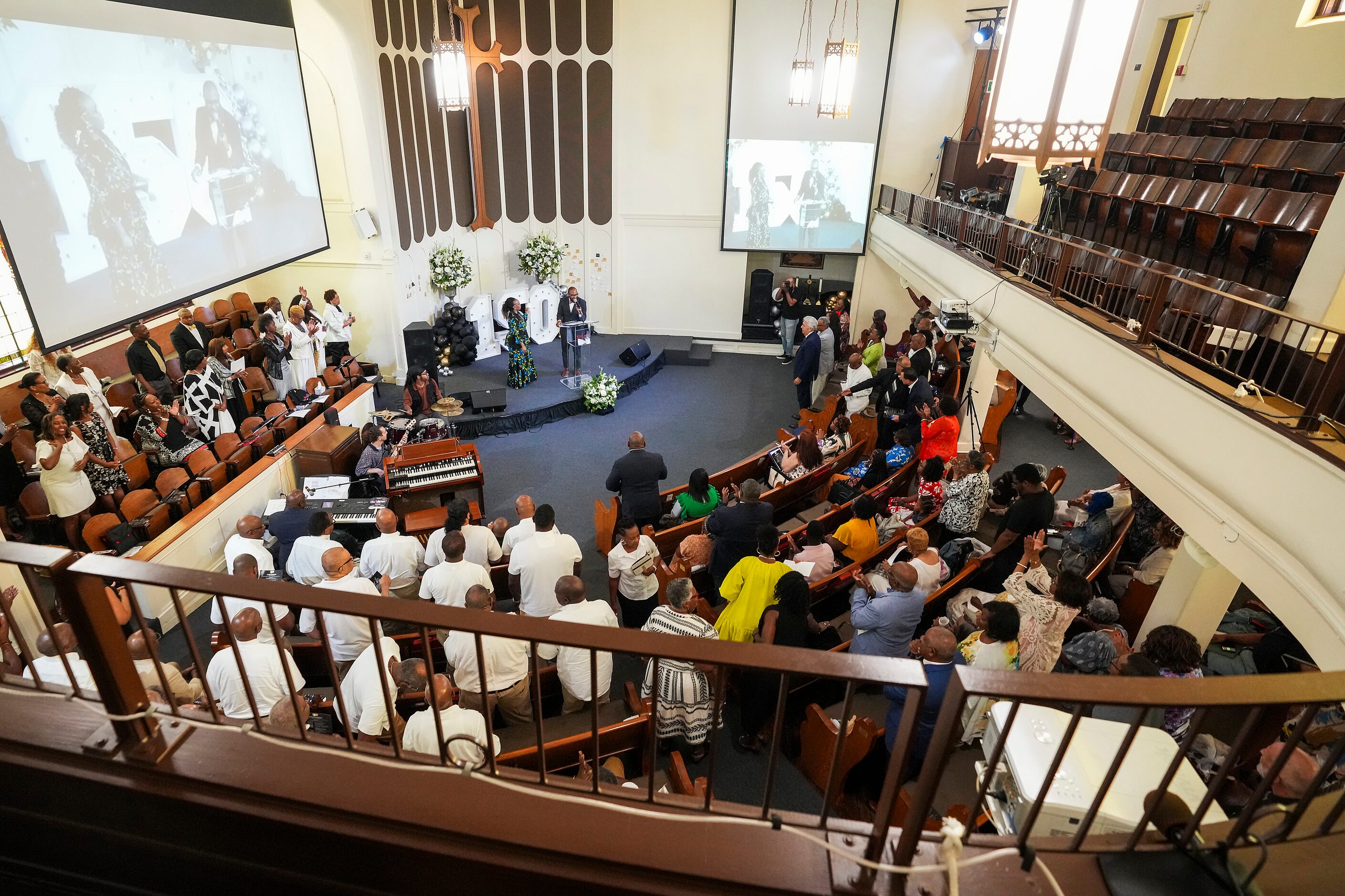 The Blairs, recording artists Darrell and Latonja Blair, sing during a special worship...