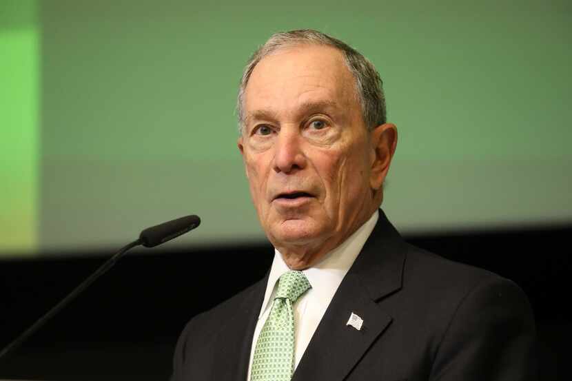 Michael Bloomberg delivers a speech in Brussels.