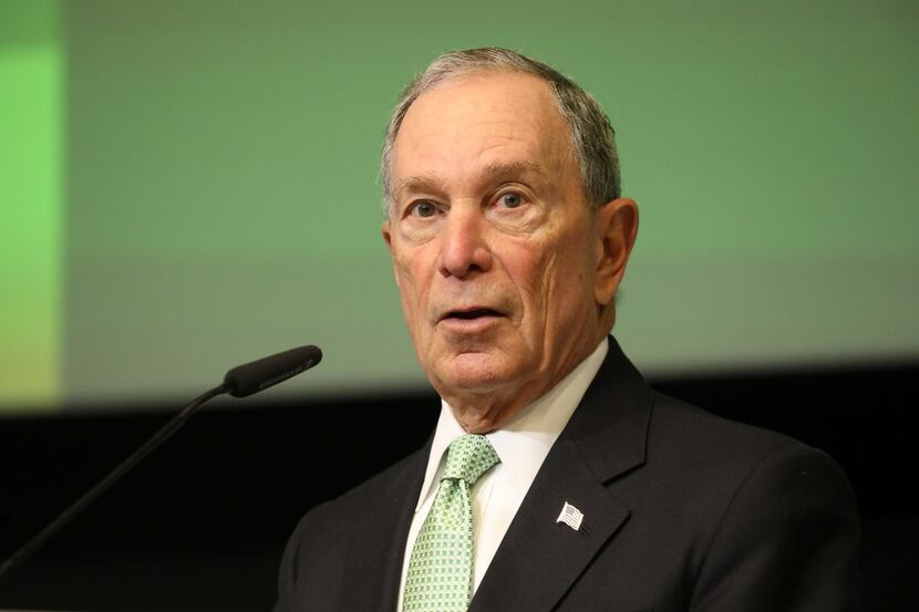 Michael Bloomberg delivers a speech in Brussels.