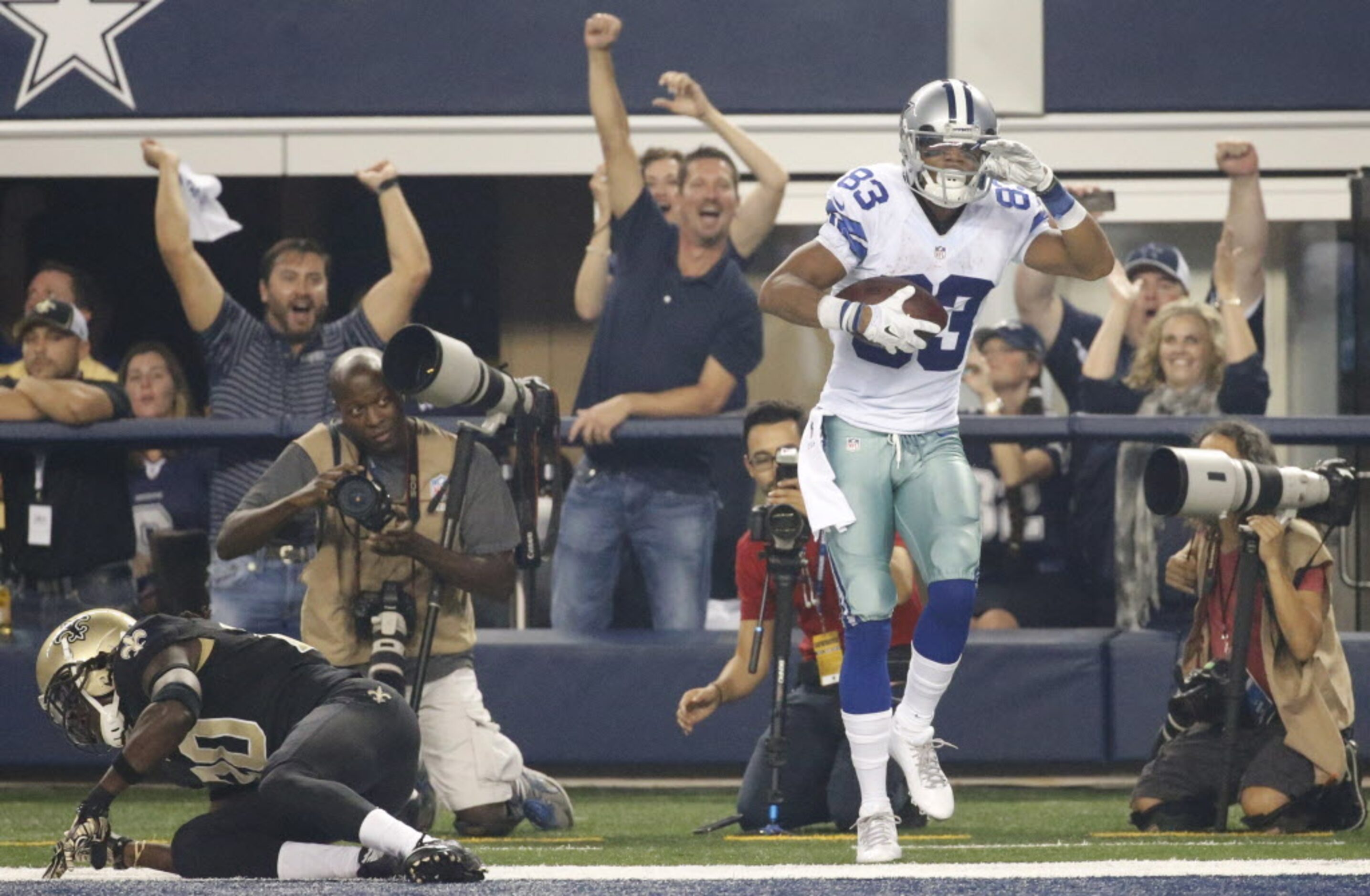 Dallas Cowboys wide receiver Terrance Williams (83) catches a second quarter touchdown pass...