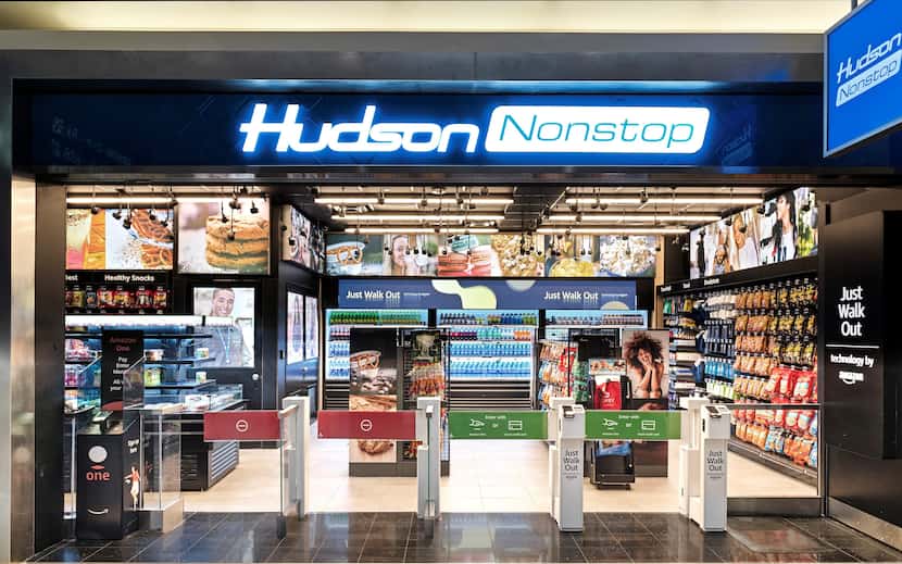 Hudson Nonstop lets customers swipe a credit card or register their palm print. 
