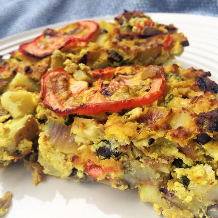 The Southwestern frittata doesn't contain eggs; it's made primarily from tofu and potatoes.