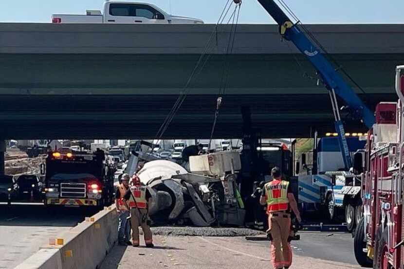 Authorities in Irving closed off a portion of Loop 12 on Wednesday because of an overturned...
