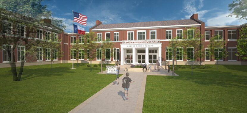 A 2015 rendering of a new Hyer Elementary School in Highland Park ISD.