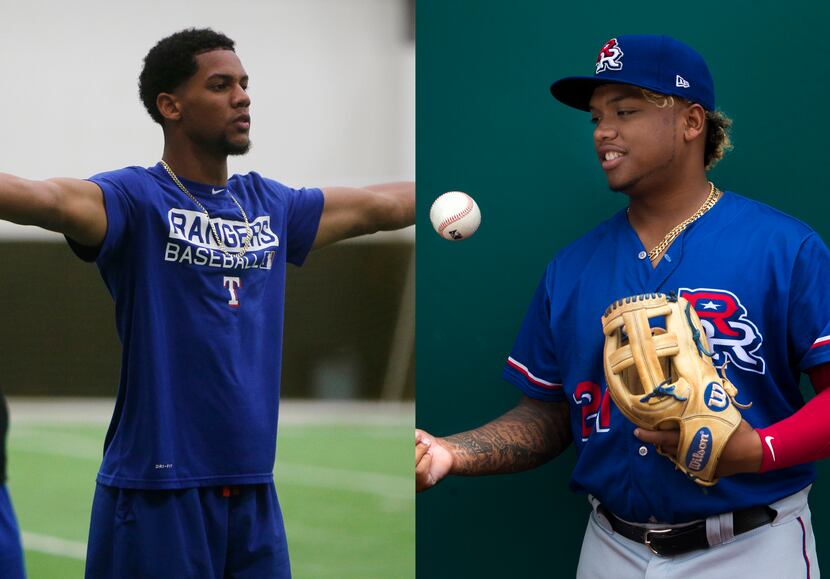 Texas Rangers prospects Leodys Taveras (left) and Willie Calhoun (right). (Staff photos/The...