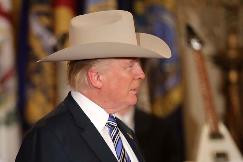 President Donald Trump wore a Stetson from Garland while touring a Made in America product...