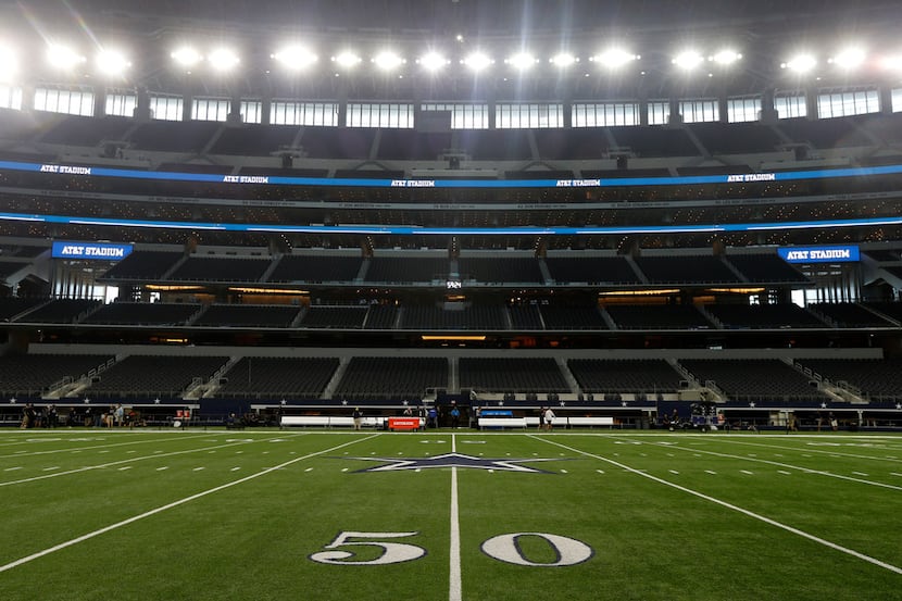 A 50-yard-line view in this general, overall, view, of AT&T Stadium before an NFL football...
