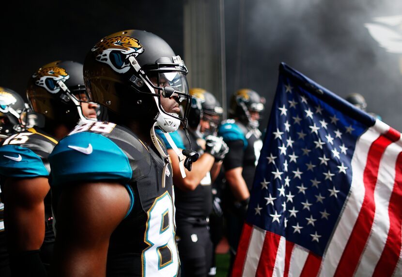 LONDON, ENGLAND - OCTOBER 25: #88 Allen Hurns of Jacksonville Jaguars waits to go onto the...