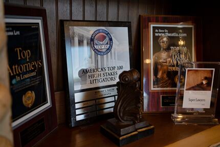 Legal awards on display in Salim's office in Natchitoches.