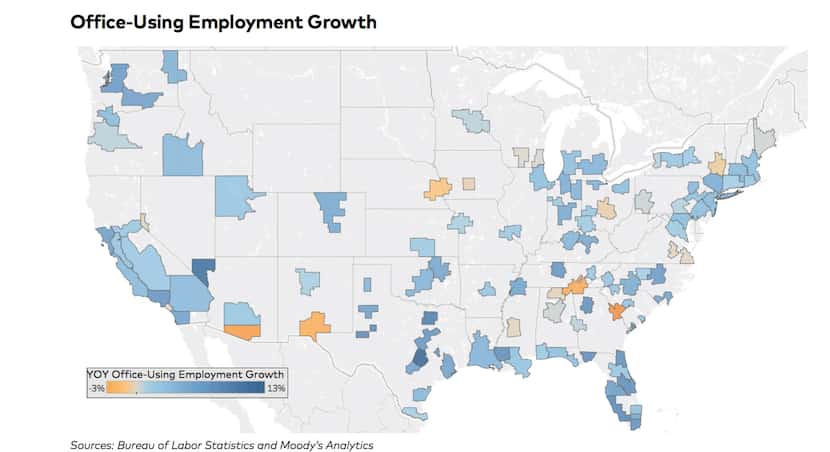 Dallas’ office employment growth rate over the past two years is second only to Austin’s...