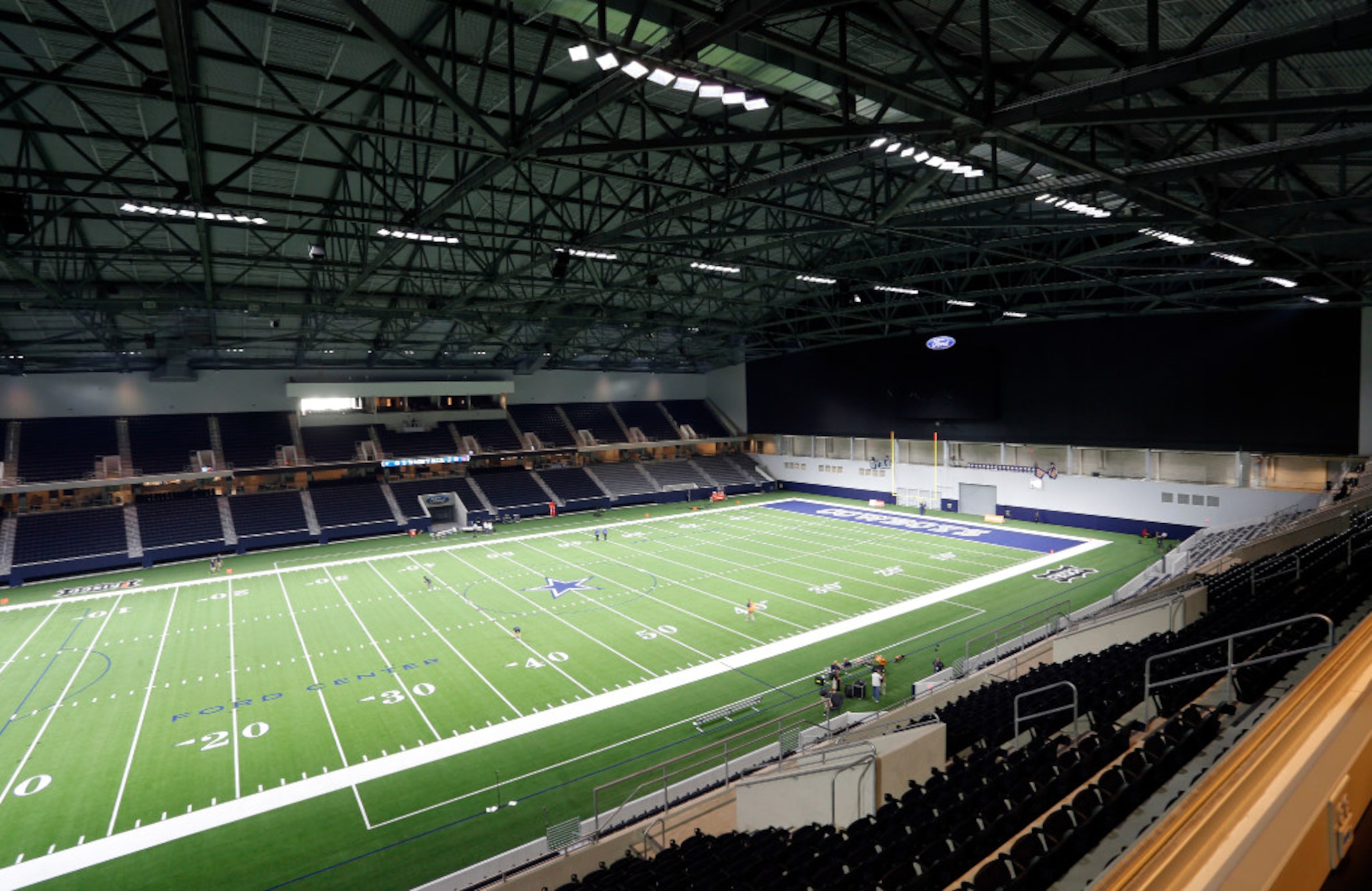 This is the inside of Ford Center at the Star before the first half of a high school...