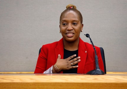 Allisa Findley smiles Tuesday while remembering her brother Botham Jean during testimony in...