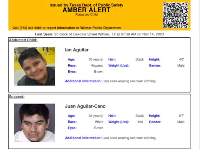 An Amber Alert was issued Tuesday for 10-year-old Ian Aguilar.