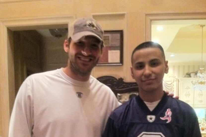 Another wish crossed off his list: Oscar got to meet Dallas Cowboys quarterback Tony Romo.