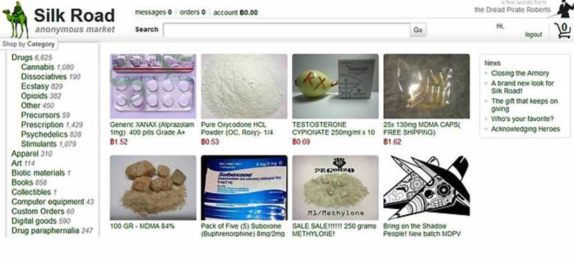 This frame grab from the Silk Road website shows thumbnails for products allegedly available...