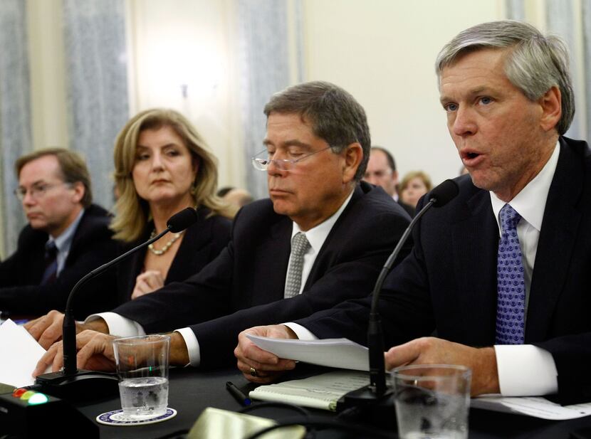 Jim Moroney (right) and other journalism officials testified about "The Future of...