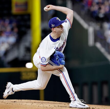 Texas Rangers pitcher Cody Bradford (61) throws against the Oakland Athletics during the...