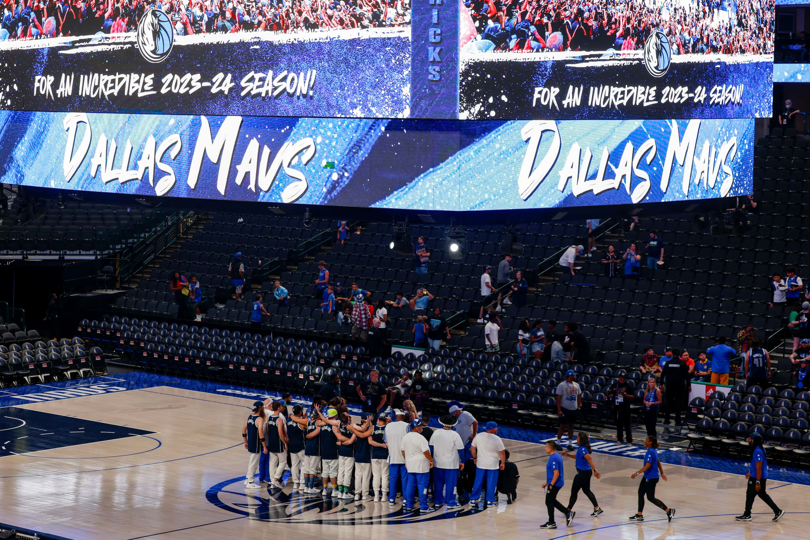 Dallas Mavericks staff gather for a photo followed by a NBA Finals Game 5 Watch Party at...