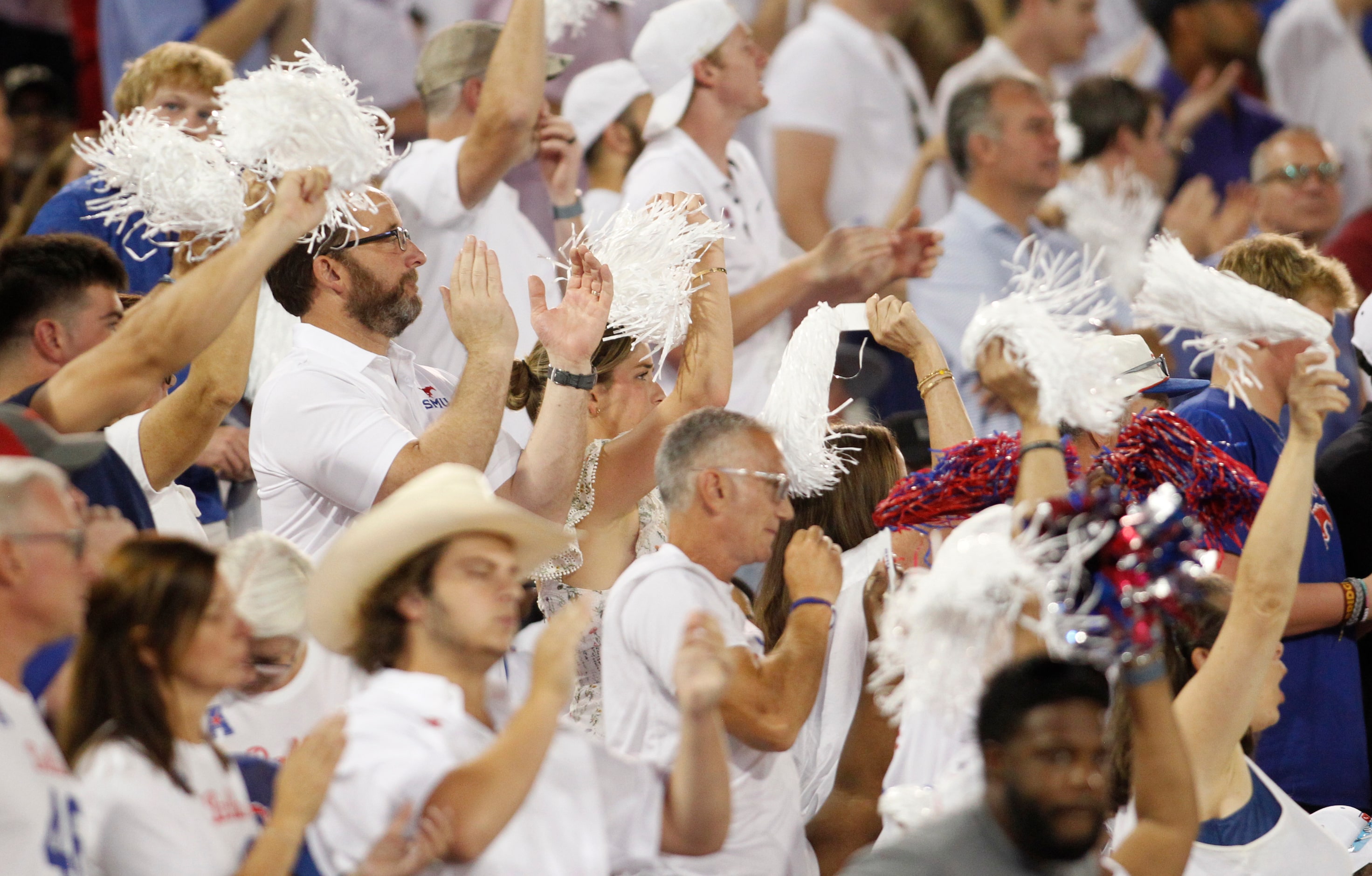 Southern Methodist University fans voice their support just prior to a crucial 3rd down play...