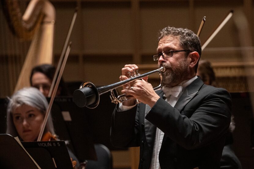 L. Russell Campbell plays the trumpet as music director-designate Fabio Luisi leads the...