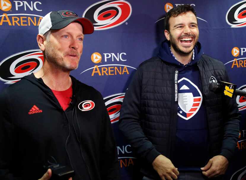 Tom Dundon, left, majority owner of the Carolina Hurricanes, and Charlie Ebersol, co-founder...