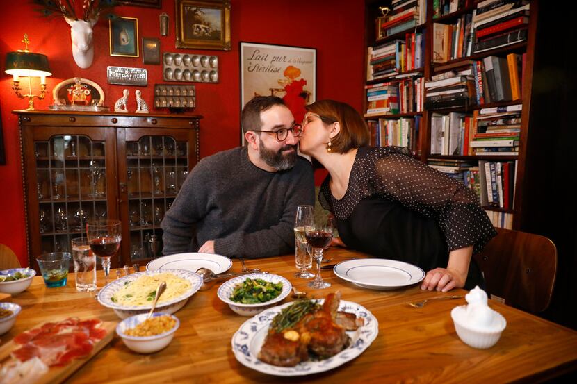 Husband and wife owners of Lucia restaurant, David and Jennifer Uygur, prepare a Valentine's...