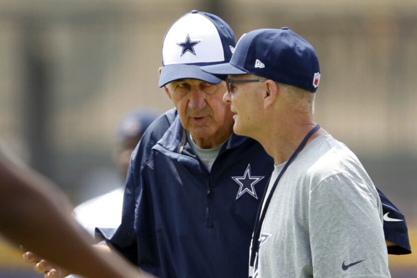 Dallas Cowboys defensive coordinator Monte Kiffin and Dallas Cowboys defensive line coach...