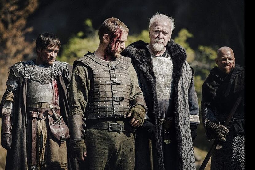 Ben Foster (center left) and Michael Caine (center right) star in "Medieval," based on the...