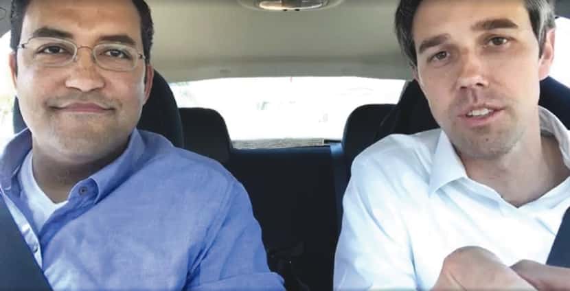 U.S. Reps. Will Hurd (left) and Beto O'Rourke drove from San Antonio to Washington, trying...