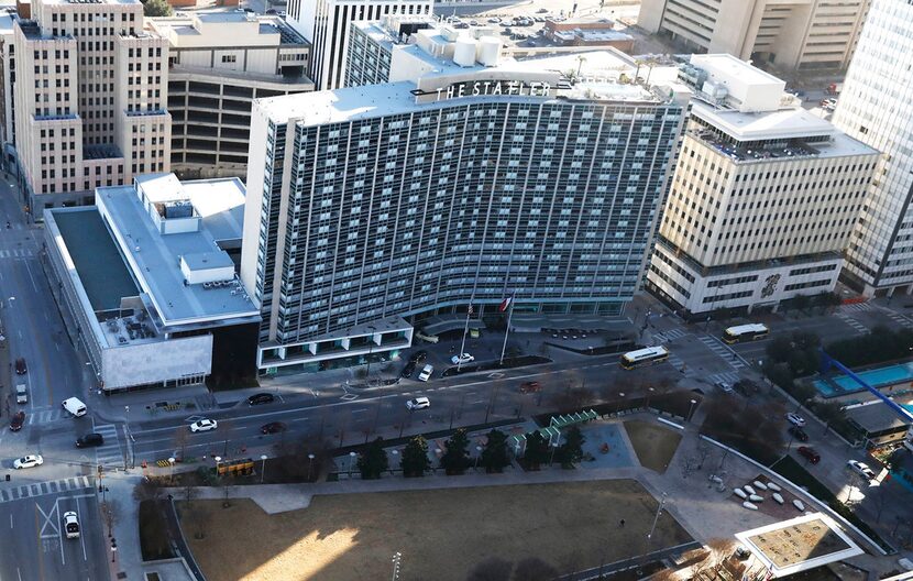 The exterior of the newly completed Dallas Morning News building in the old Dallas Public...