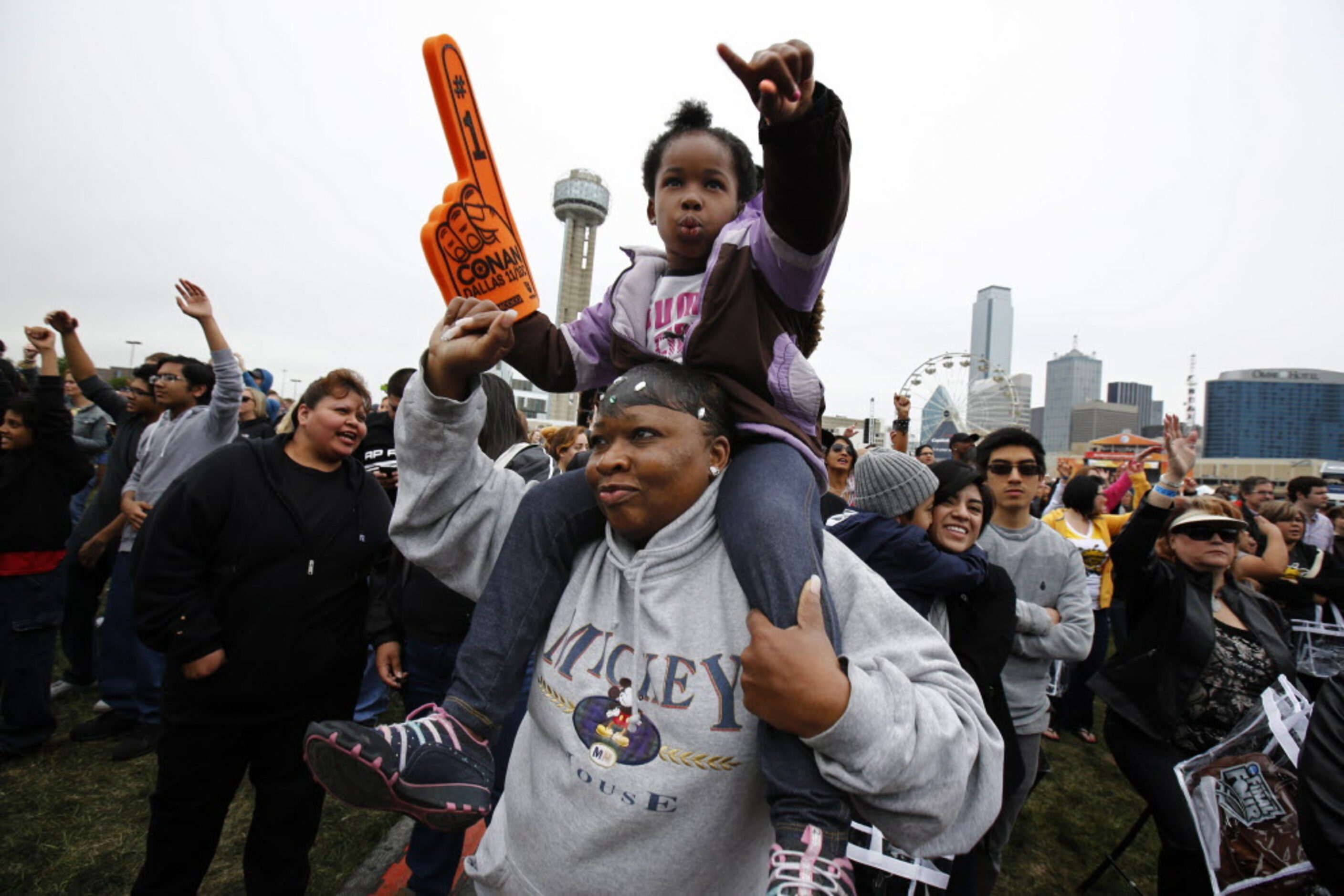 Donyel Kimbrough (bottom) dances with her daughter Justice Kimbrough Reed, 7, during the LL...