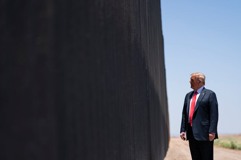 President Donald Trump tours a section of border wall on June 23, 2020, in San Luis, Ariz.