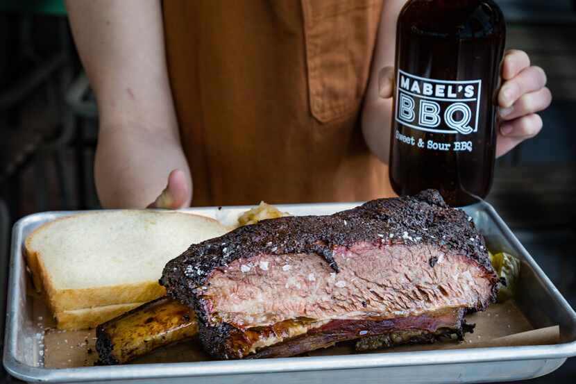 All of the barbecue served at Mabel's BBQ at The Palms is slow-smoked over applewood, but...