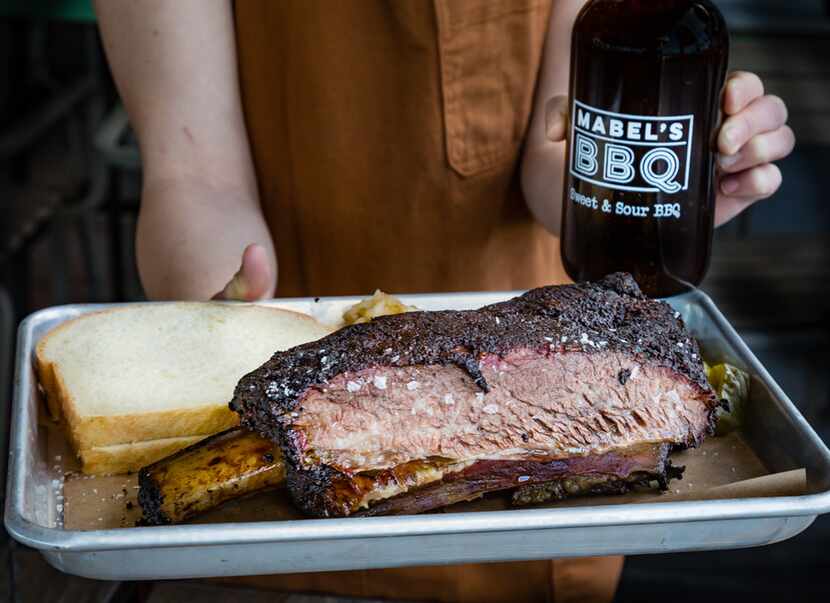 All of the barbecue served at Mabel's BBQ at The Palms is slow-smoked over applewood, but...