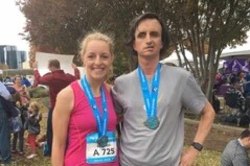 Dallas' Elizabeth Wellborn helped guide William Greer, a legally blind runner, complete his...