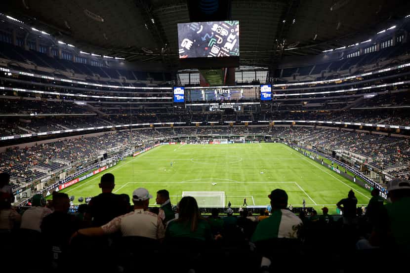 AT&T Stadium is seen before a soccer match between Mexico and Australia in Arlington,...