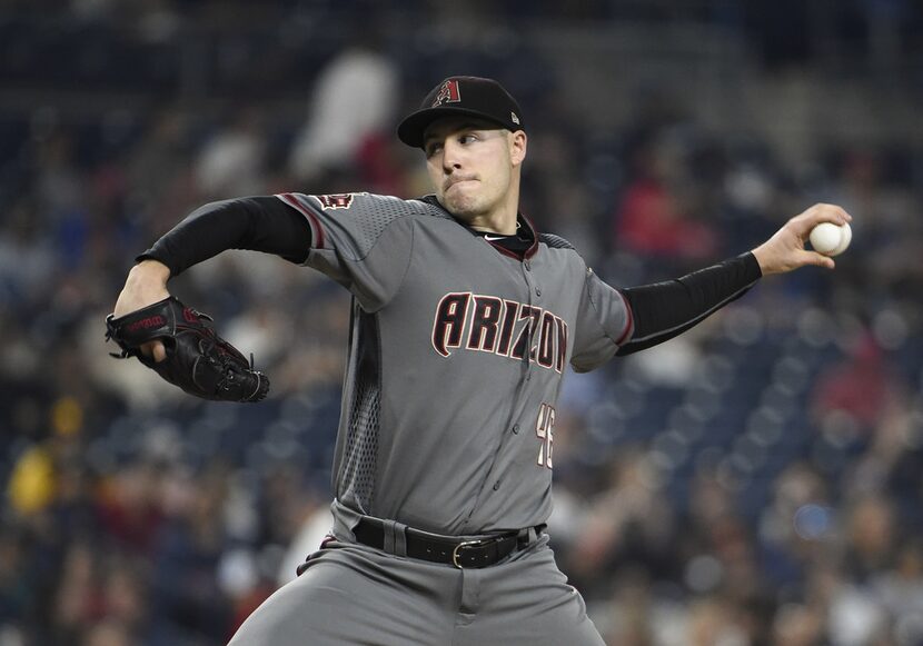 SAN DIEGO, CA - SEPTEMBER 28: Patrick Corbin #46 of the Arizona Diamondbacks pitches during...