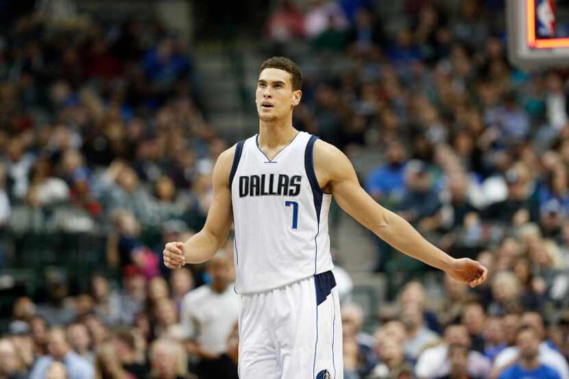 Dallas Mavericks forward Dwight Powell (7) after a missed shot against Charlotte Hornets in...
