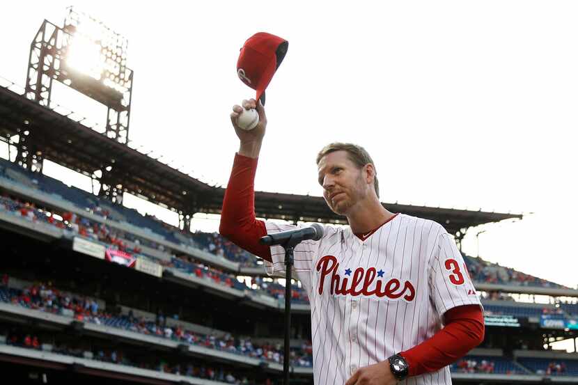 FILE - In this Aug. 8, 2014, file photo, former Philadelphia Phillies' Roy Halladay...