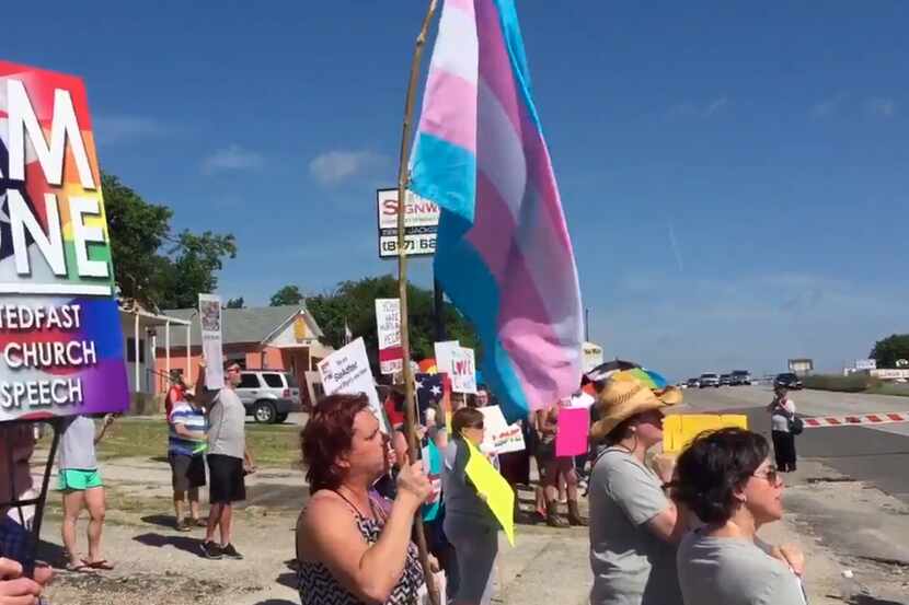 Activists march in Fort Worth to protest Stedfast Baptist Church in 2019. The church reached...