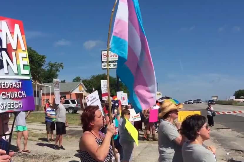 Activists protested Stedfast Baptist Church in 2019. The church, which is now in Watauga,...