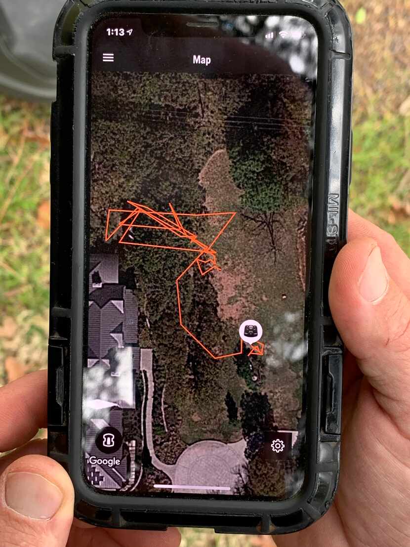 The Husqvarna app uses the GPS on the mower to show you the area the mower has already cut.